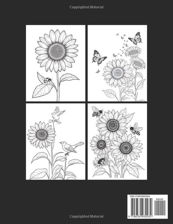 Sunflower Coloring Book for Adults: Easy and Beautiful Flowers Illustrations for Relaxation Perfect for Women Majosta