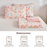 Joyreap 2 Pieces Cotton Quilt Set for Girls, Twin Size Floral Pink Flowers Design, Cozy Lightweight Quilt Bedspread Bed Cover for All Season, 1 Quilt and 1 Pillow Sham- 68x86 inches Joyreap