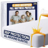 Utopia Bedding Waterproof 5-Sided Mattress Protector Full Size, Premium Breathable Mattress Cover, Fitted Style with Stretchable Pockets (White) Utopia Bedding
