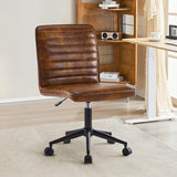 Furnimart Armless Office Desk Chair Task Chair Faux Leather Upholstered Task Chair Teen Desk Chair Mid-Back 360° Swivel Adjustable Small Chair (Leather-DustYellow) Furnimart