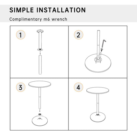 Round Bar Table 2 Set 40" Height Modern Pub Table with Solid Top and Sturdy Metal Base, High Top Table for Kitchen, Dining Room, Bistro, Cocktail, Black Dopinmin