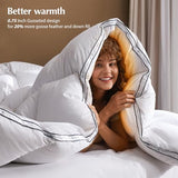 Pacific Coast Goose Feather Down Fiber Comforters Twin Size, Heavyweight Thickened Winter Duvet Insert, Ultra-Soft, Fluffy, Breathable, Hotel Luxury Bedding Comforters, 8 Tabs, 68"x90" Pacific Coast