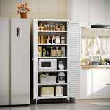 METALYEYE 74" H Kitchen Pantry Storage Cabinet, Metal Storage Cabinets with 5 Adjustable Shelves for Home, Kitchen, Living Room, Required Assembly, White METALYEYE