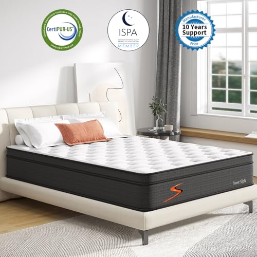 Sweetnight King Mattress in a Box - 12 Inch Pillow Top King Size Mattress, Gel Memory Foam Hybrid Mattress with Individually Pocketed Springs for Support & Comfort Sleep, Siesta Black