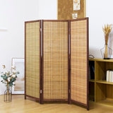 Pawlabay 3 Panel Short Panel Divider Screen,3.95 FT Tall Bamboo Room Divider Folding Privacy Screen,Short Panel Divider Freestanding Room Divider for Room Seperation,Brown PawlaBay