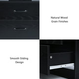 Black Nightstand with Charging Station, Night Stand with LED Lights, Modern Led End Table Nightstand for Bedroom, Bedside Table with 2 Drawers, Bed Side Table with Storage for Living Room 4ever2buy