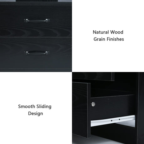 4ever2buy Nightstand Set of 2, Black Nightstand with Charging Station, Led Night Stand with 2 Drawer, Modern Bed Side Table with LED Strip Lights, Bedside End Table for Bedroom Living Room 4ever2buy