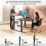 48 x 24 in Electric Standing Desk - Memory Height Adjustable Ergonomic Sit-to-Stand Rising Computer Table Gaming Workstations with 2 Hooks and Wire Hole for Home Office, Black SageNest
