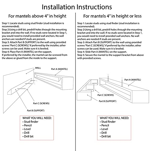 Urbandi 1 tier Fireplace Mantel, Distressed, Rustic, Floating Shelf, Modern, Real Wood. (60Lx6Hx8D, Provincial) Urbandi