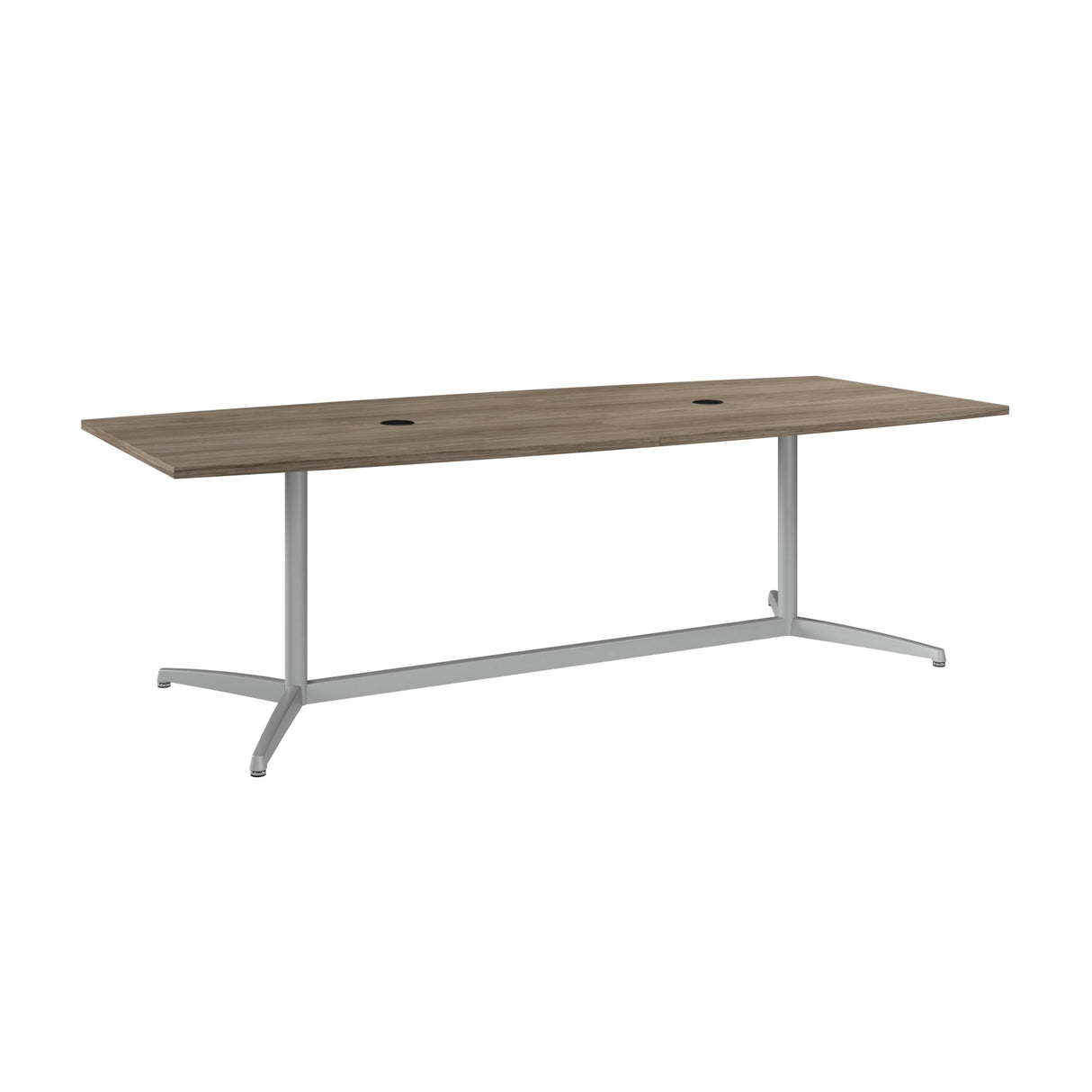 Bush Business Furniture Conference Table for 6-8 People with Sturdy Metal Base in Modern Hickory | Boat Shaped 8 Foot Meeting Desk for Office Boardrooms | 96Wx42D Bush Business Furniture