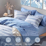 Codi Queen Size Comforter Sets with Sheets, Modern Blue and White Striped Bed in a Bag, 7-Piece Complete Bedding Set Including Reversible Comforter, 2 Sheets, Pillowcases & Shams Codi