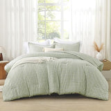 Andency Sage Gingham Comforter Set Full(79x90Inch), Green Checkered Grid Plaid Buffalo Bed Set for Girls Boys Kids Teens, 3 Pieces Lightweight Microfiber Geometric Preppy Bedding Andency