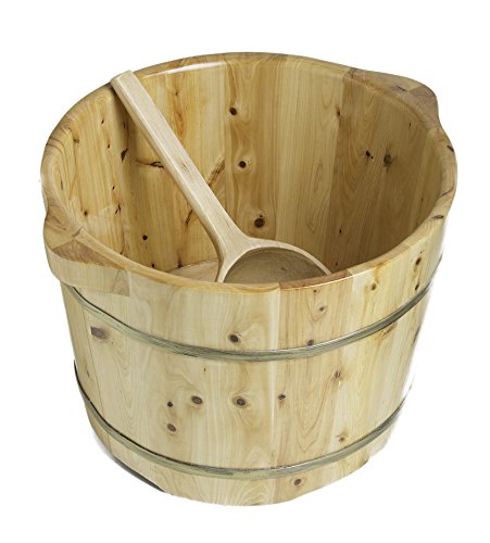 ALFI brand AB6604 15-Inch Solid Cedar Wood Foot Soaking Barrel Bucket with Matching Spoon ALFI brand