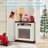 36” Corner Fireplace Mantel Surround, Stylish Wave Design, White OKYCI