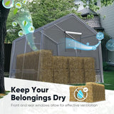 Quictent 8x10FT Carport Shelter Storage Shed with Roll-Up Mesh Windows, Heavy Duty Portable Garage for Motorcycle, ATV, Garden Tools Waterproof Storage Tent with Reinforced Frame, Dark Gray Quictent