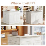 Tribesigns Reception Desk with Storage Shelves, L-Shaped Modern Front Desk, Reception Counter Table for Small Office, Salon, Checkout, White Tribesigns