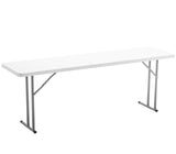 BTEXPERT 8-Foot-96 Long White Plastic Folding Seminar Training Table Portable 18" Wide Narrow, 29" High, Events Indoor Outdoor Lightweight Heavy Duty, One BTEXPERT