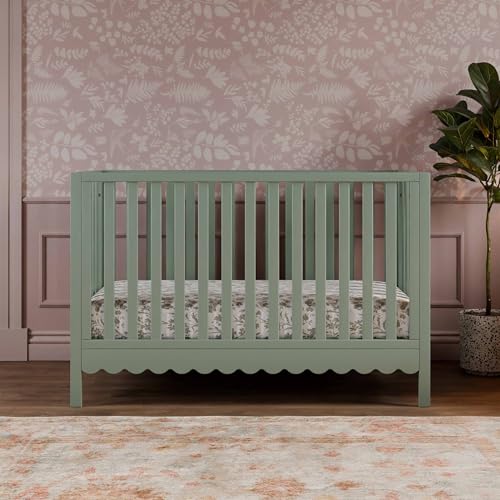 DaVinci Sammy Scallop 4-in-1 Convertible Crib in Light Sage, GREENGUARD Gold Certified