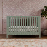 DaVinci Sammy Scallop 4-in-1 Convertible Crib in Light Sage, GREENGUARD Gold Certified DaVinci
