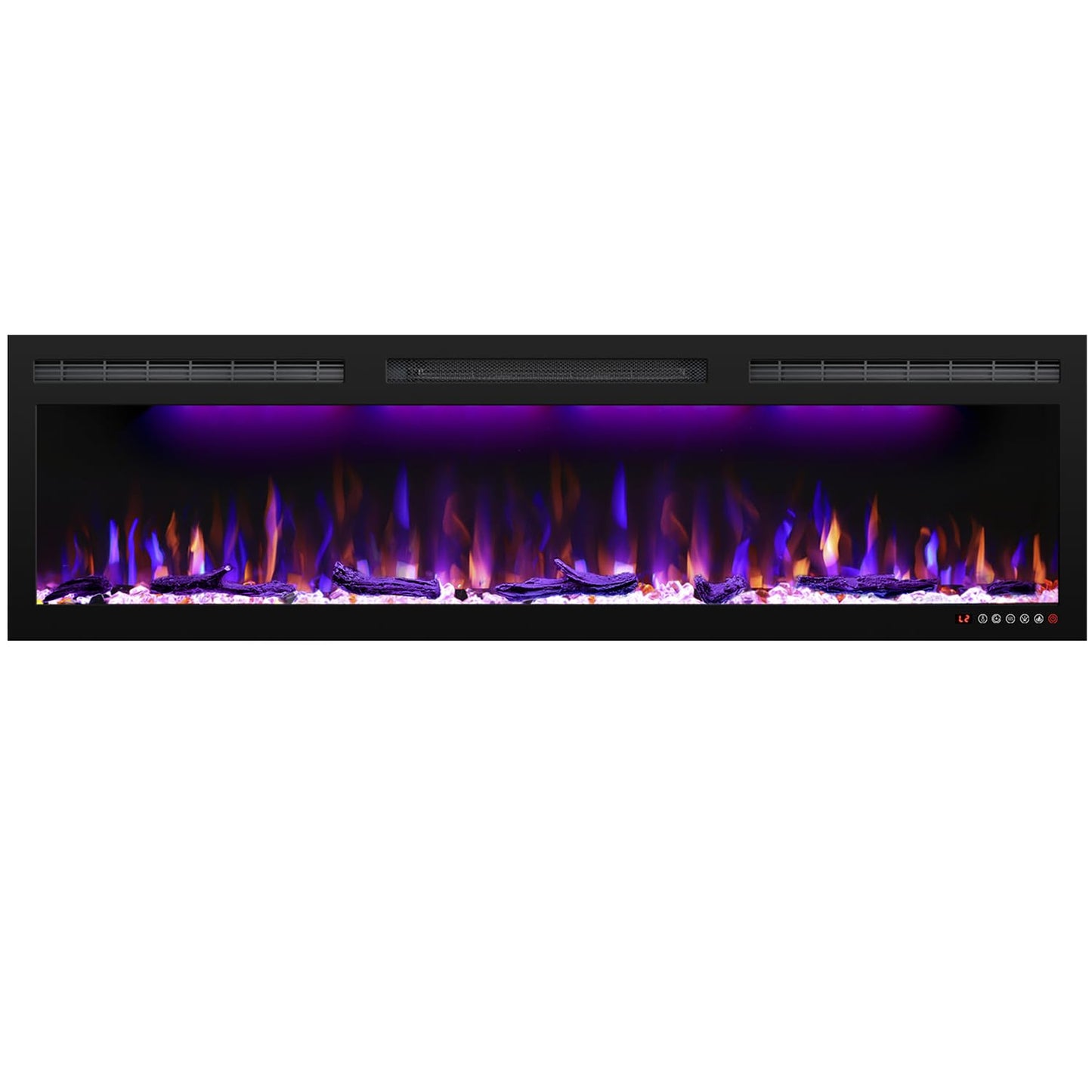 Mystflame 60 inch Electric Fireplace, Recessed and Wall Mounted Slim Electric Fireplace, 750/1500 Watt Heater Fireplace, Log & Crystal Hearth, Adjustable Realistic Flame, Remote Control & Touch Screen