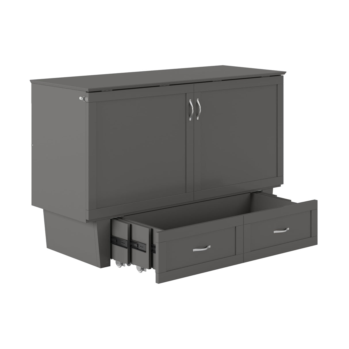 AFI, Monroe Queen Murphy Bed Chest with 6" Mattress, Storage Drawer & Built-in USB Charger, Grey AFI