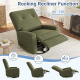 Garvee Nursery Recliner Chair, 360° Swivel Rocking Glider Chair for Adults with Adjustable Backrest & Footrest, Cozy Corduroy Upholstered Armchair for Living Rooms, Bedrooms, Apartments, Green