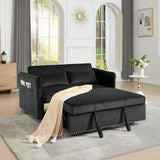 HKXINANJIAHE 3 in 1 Convertible Sleeper Futon Sofa Bed, Velvet Small Loveseat with Reclining Backrest and Side Pockets for Living Room, Includes 2 Pillows HKXINANJIAHE