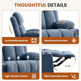 MAHOMICO Swivel Rocker Recliner Chair with Vibration Massage and Heat for Living Room,with Rocking Function and Side Pocket, USB Charge Port,2 Cup Holders MAHOMICO