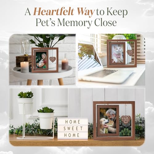 X-partner 4×6 Pet Memorial Photo Frame – Keepsake Remembrance Sympathy Gift for Loss of Dog or Cat – No Longer By My Side But Forever In My Heart – Loving Memory Picture Frame for Pets