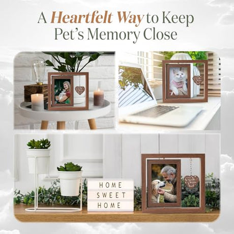 X-partner 4×6 Pet Memorial Photo Frame – Keepsake Remembrance Sympathy Gift for Loss of Dog or Cat – No Longer By My Side But Forever In My Heart – Loving Memory Picture Frame for Pets X-partner