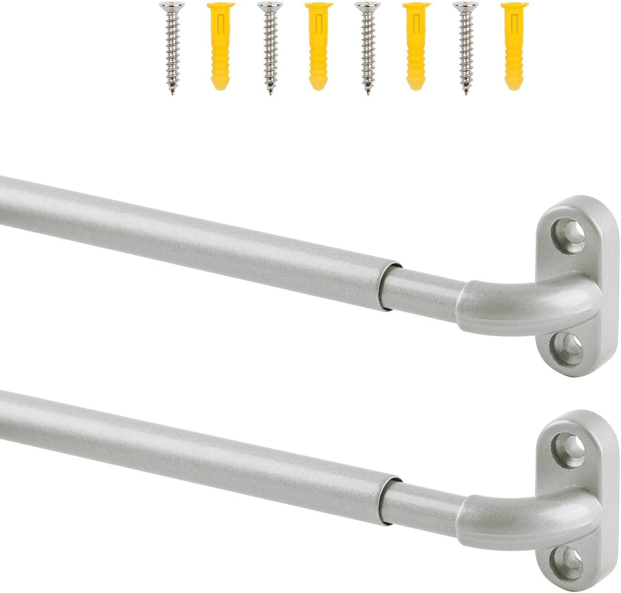 TYRON 2 Pack Screwed Sash Curtain Rod Adjustable 18-30 Inch, 3/8 In. Diameter, French Door Curtain Rods (Nickel) TYRON TYRON