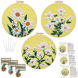 Louise Maelys 3 Sets Flowers Embroidery Kits for Beginners,Cross Stitch Kit for Adults,DIY Needlepoint for Starters Including Florals Pattern, Hoop,Instruction and Threads