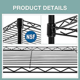 PayLessHere 14" D×24" W×60" H Wire Shelving Unit Metal Commercial Shelf with 5 Tier Layer Rack Strong Steel for Restaurant Garage Pantry Kitchen Garage，Black PayLessHere