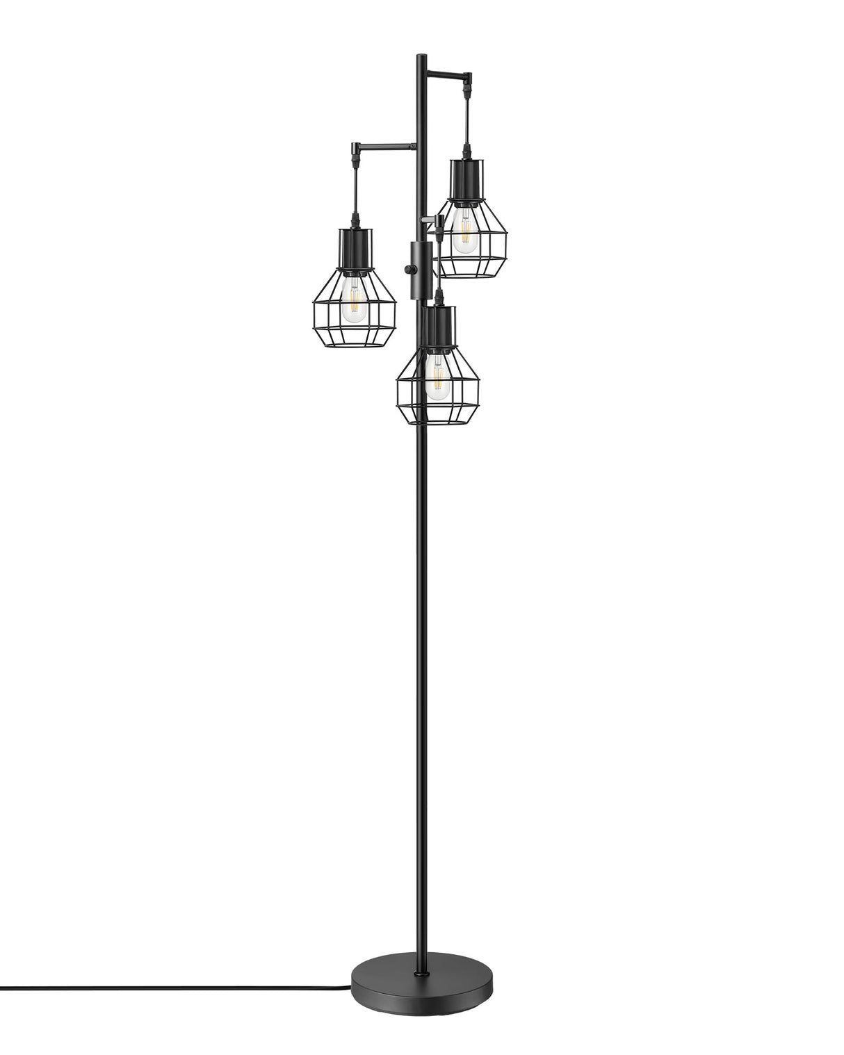 EDISHINE Dimmable Farmhouse Floor Lamp, Industrial Standing Lamp for Living Room, 3 LED Edison Bulbs Included, Black Corner Rustic Tall Tree Reading Lamps Home Decor for Bedroom, Office EDISHINE