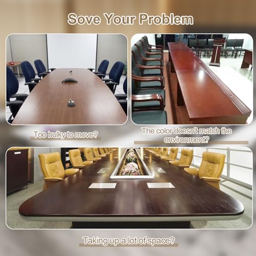 Folding Conference Room Table, 6 Pack Modern Large Mobile Modular Conference Tables Foldable Rolling Training Table for Meeting Classroom(Yellow, 63IN, 6) FIZHKR
