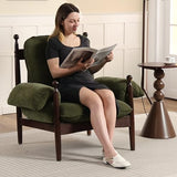 AQO Mid Century Modern Accent Chair with Arms, Upholstered Spindle Chair with Wood Frame, High-Resilience Sponge Cushion for Living Room Bedroom Office AQO