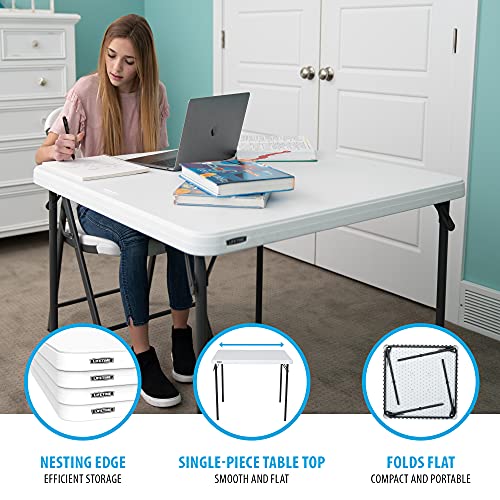 LIFETIME 80783 37-Inch Commercial Grade Square Folding Card Table, White Granite LIFETIME