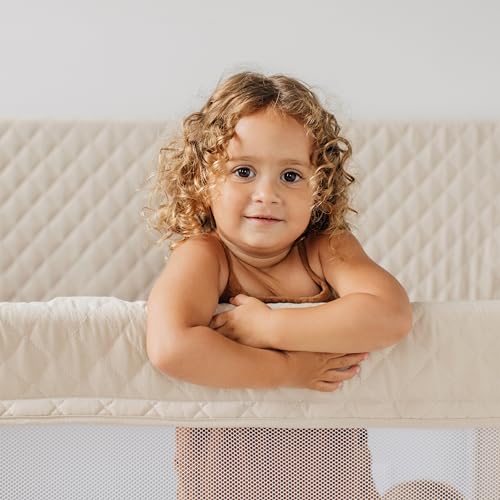 Baby Delight Lunaire Full Size Crib & Playard | Breathable Mesh Baby Crib | Tool-Free Assembly Baby Bed | 100% GOTS Certified Organic Cotton Fabric | Organic Oat Baby Delight