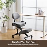 DR.LOMILOMI Ergonomic Kneeling Chair with Backrest, Improve Posture, Thick Cushions, Locking Wheels for Home & Office, AKONI 512 (Backrest Add-on, Dim Grey) DR.LOMILOMI