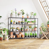 IZEUK Linked Storage Racks, DIY Adjustable Heavy Duty Metal Shelving Unit for Corner, Ideal for Kitchen, Garage, Warehouse, and Garden (Black, 4 Tiers, 15.7" D x 33.5" W x 59.5" H, 1147 lbs Capacity) IZEUK