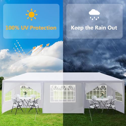 10'x30' Party Tent, Tents for Parties, Outdoor Wedding Patio Canopy with 5 Removable Sidewalls Instant Event Tent, Gazebo for Cater Events Wedding Birthday Pavilion Beach BBQ DVIEN