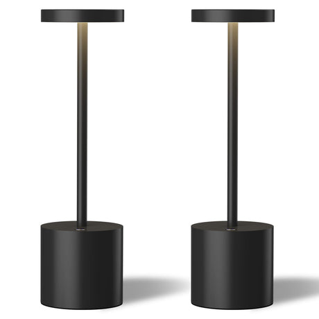 TBBGA LED Cordless Table Lamps Set of 2,Portable Rechargeable 5000mAh Outdoor Table Lamp,3 Color Stepless Dimming Battery Powered Lamp, Table Light for Dinner/Patio/Restaurant/Bedroom.(Black) TBBGA