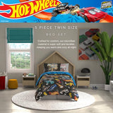 Hot Wheels Kids Bedding Super Soft Comforter and Sheet Set with Sham, 5 Piece Twin Size, (Officially Licensed Product) by Franco Franco