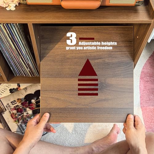 Record Player Stand with Vinyl Storage Holds Up to 300lb, Large Record Player Table Cabinet for Album Storage with Holder Vinyl Display Shelf, Wood Turntable Stand for Bedroom Living Room (walnut) LKKRO