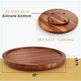 TIDTIA 13" Acacia Wood Lazy Susan Organizer for Cabinet - Round Lazy Susans Turntable for Countertop - Wooden Kitchen Rotating Storage Food Bin Container for Centerpiece Table, Spices, Pantry Tidita