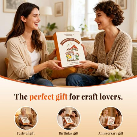 CYANFOUR 2026 New Embroidery Stitch Book Kit for Adults Beginners, Cross Stitch Kit with Step-by-Step Guide and Video, Threads and Needles, Portable Crafts Gift for Adults CYANFOUR