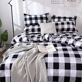Farmhouse Buffalo Checked Bedding Set Black Gray White Plaid Comforter Cover King,Soft Lightweight Grid Bed Set 1 Lattice Duvet Cover, 2 Pillow Shams Modern Geometric Decor Grey,Zipper,Adult Erosebridal