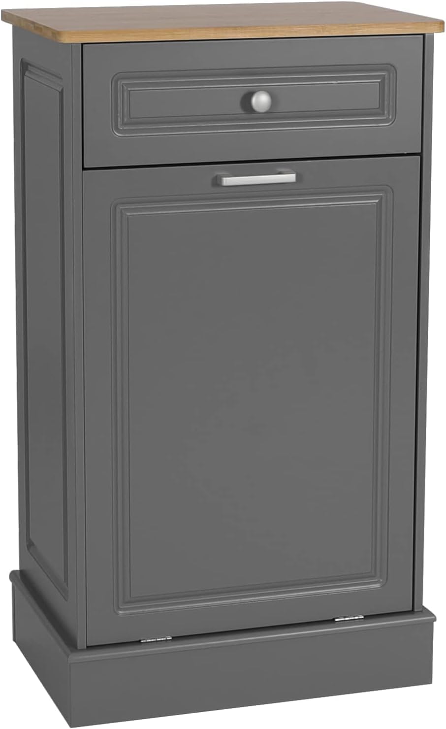 Scurrty 20.5'' Wooden Pull Out Trash Can Cabinet for Kitchen Island,Tilt Out Bin for Trash Disposal Recycling, Handmade Solid Wood Hideaway Trash Holder for Laundry Hamper with Drawer (Grey,  - WoodArtSupply