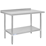 Hally Stainless Steel Table for Prep & Work 30 x 48 Inches, NSF Commercial Heavy Duty Table with Undershelf and Backsplash for Restaurant, Home and Hotel HALLY SINKS & TABLES H