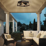 DEWENWILS Farmhouse Ceiling Light Fixture, Metal Flush Mount Ceiling Light with Wood Grain Finish, 2-Lights Ceiling Lamp for for Hallway, Entryway, Kitchen, Foyer DEWENWILS